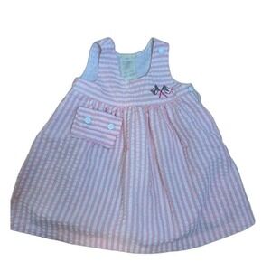 Petit Diable France 6 months girls baby‎ dress vintage 6m pink seersucker
